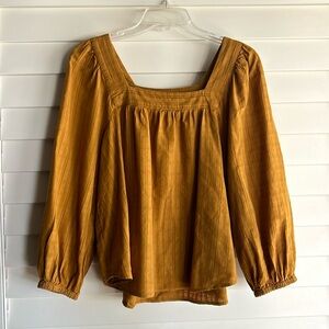 Madewell Mustard Square neck 3/4 length blouse